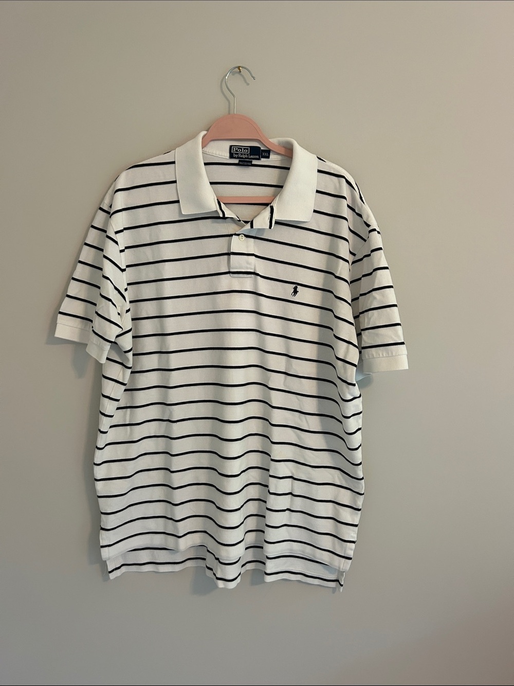 Polo by Ralph Lauren White Polo with Navy Stripes